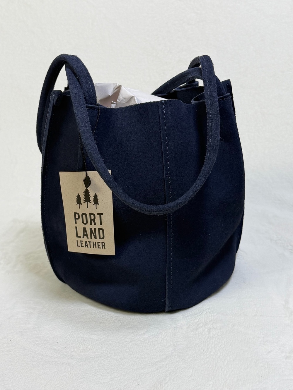 Portland Leather Devan Bucket Tote Alaska Blue